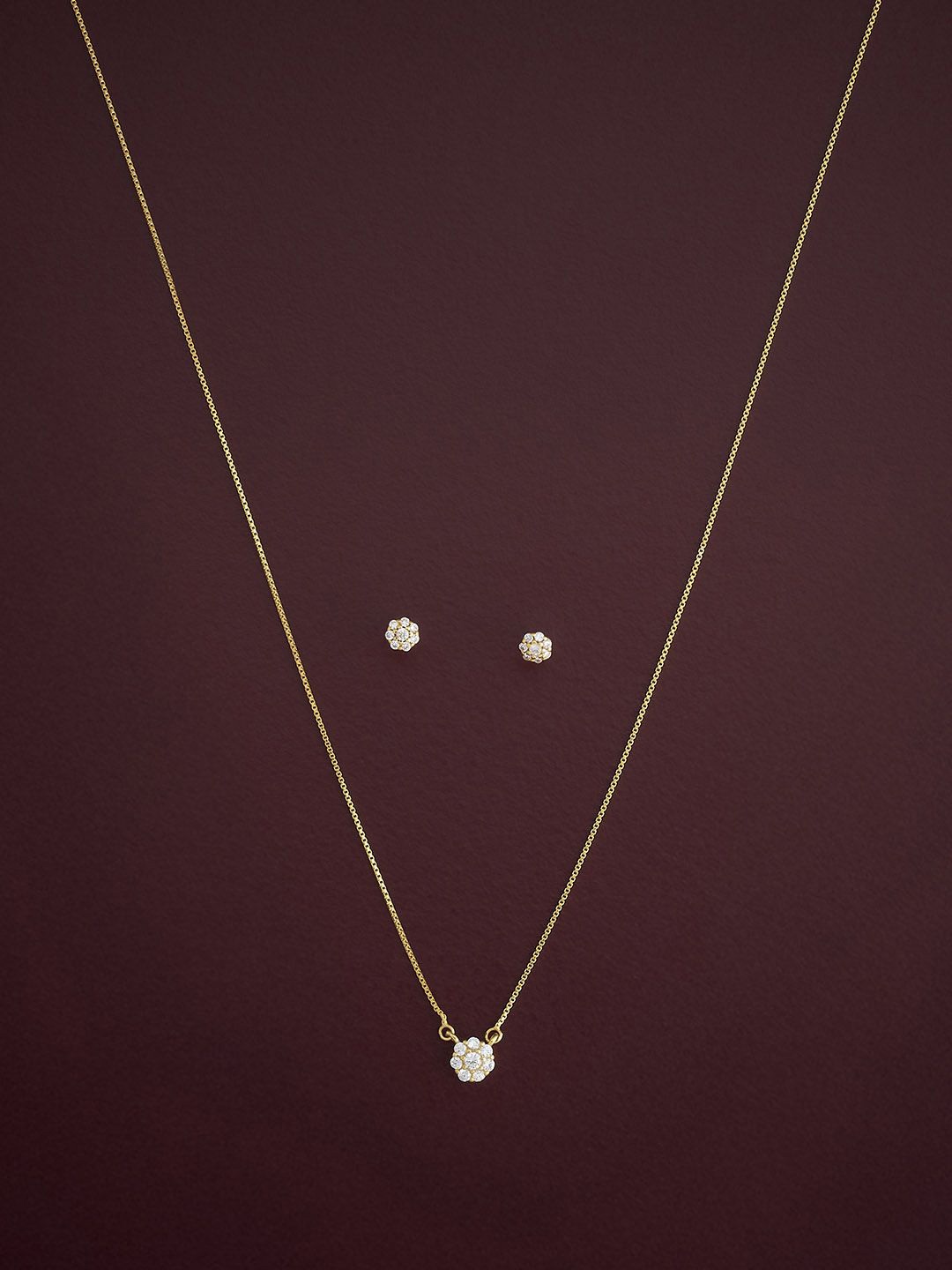 

Kushal's Fashion Jewellery 92.5 Sterling Silver Gold-Plated CZ Studded Jewellery Set