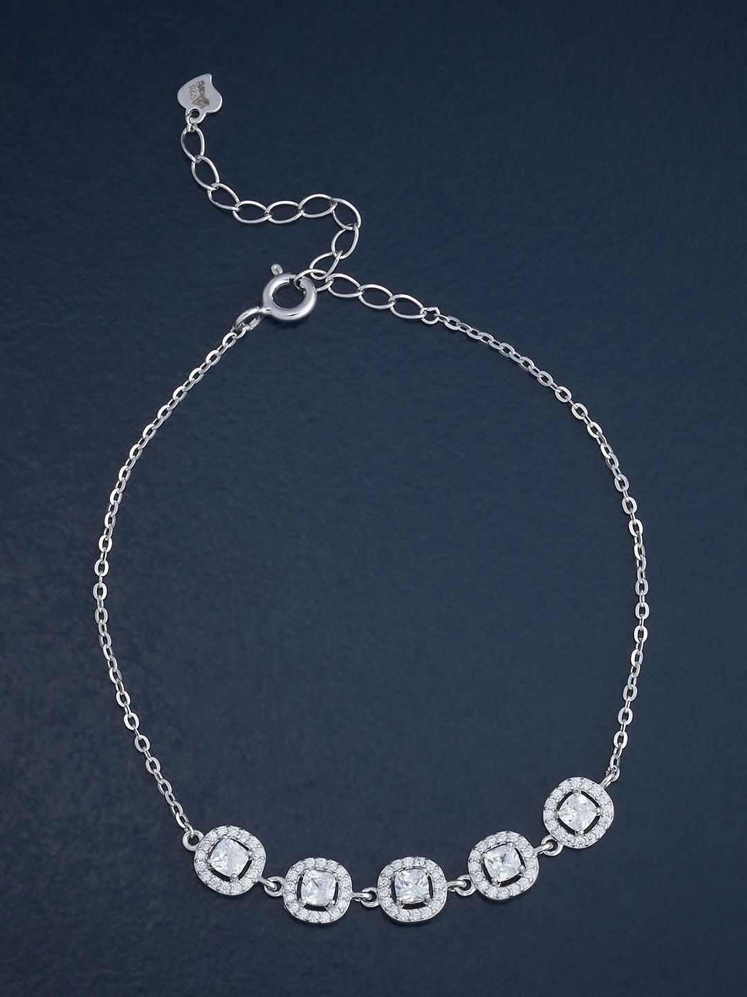 

Kushal's Fashion Jewellery 92.5 Sterling Silver Rhodium-Plated CubicZirconia Link Bracelet
