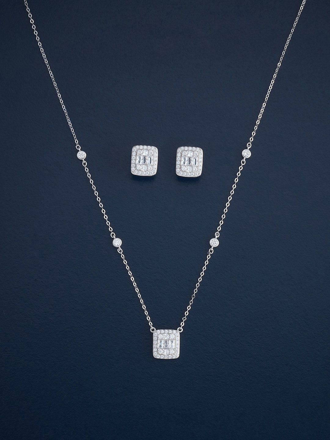 

Kushal's Fashion Jewellery Sterling Silver Rhodium-Plated Zircon Jewellery Set