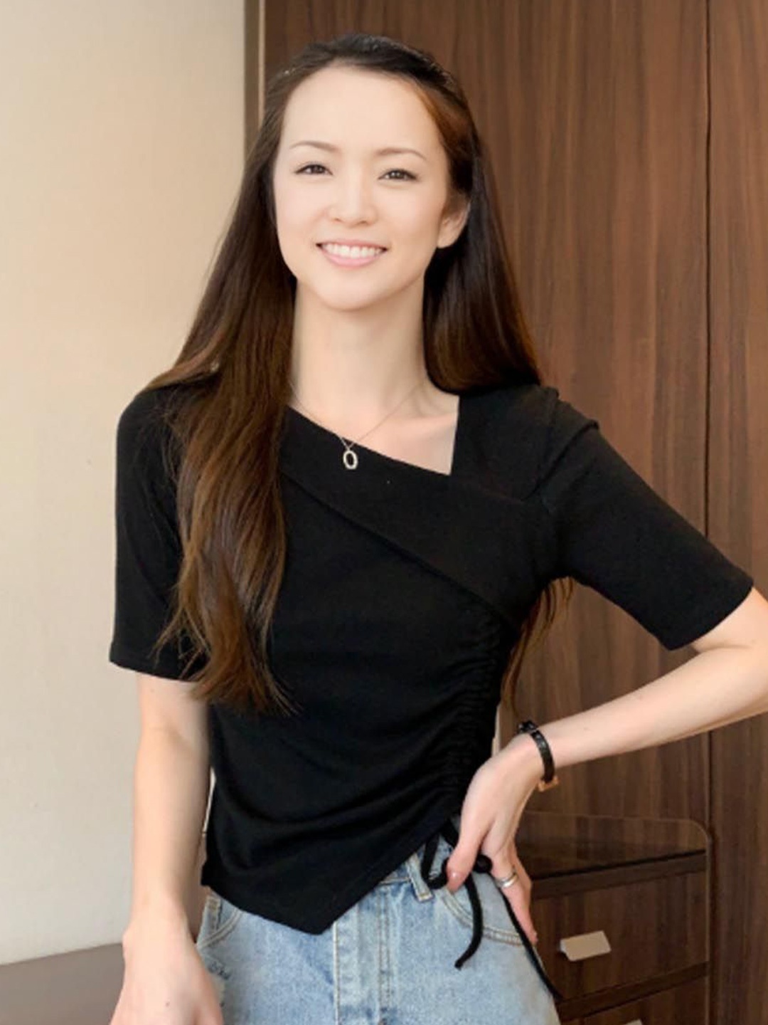 

StyleCast Women V-Neck Short Sleeves Top, Black