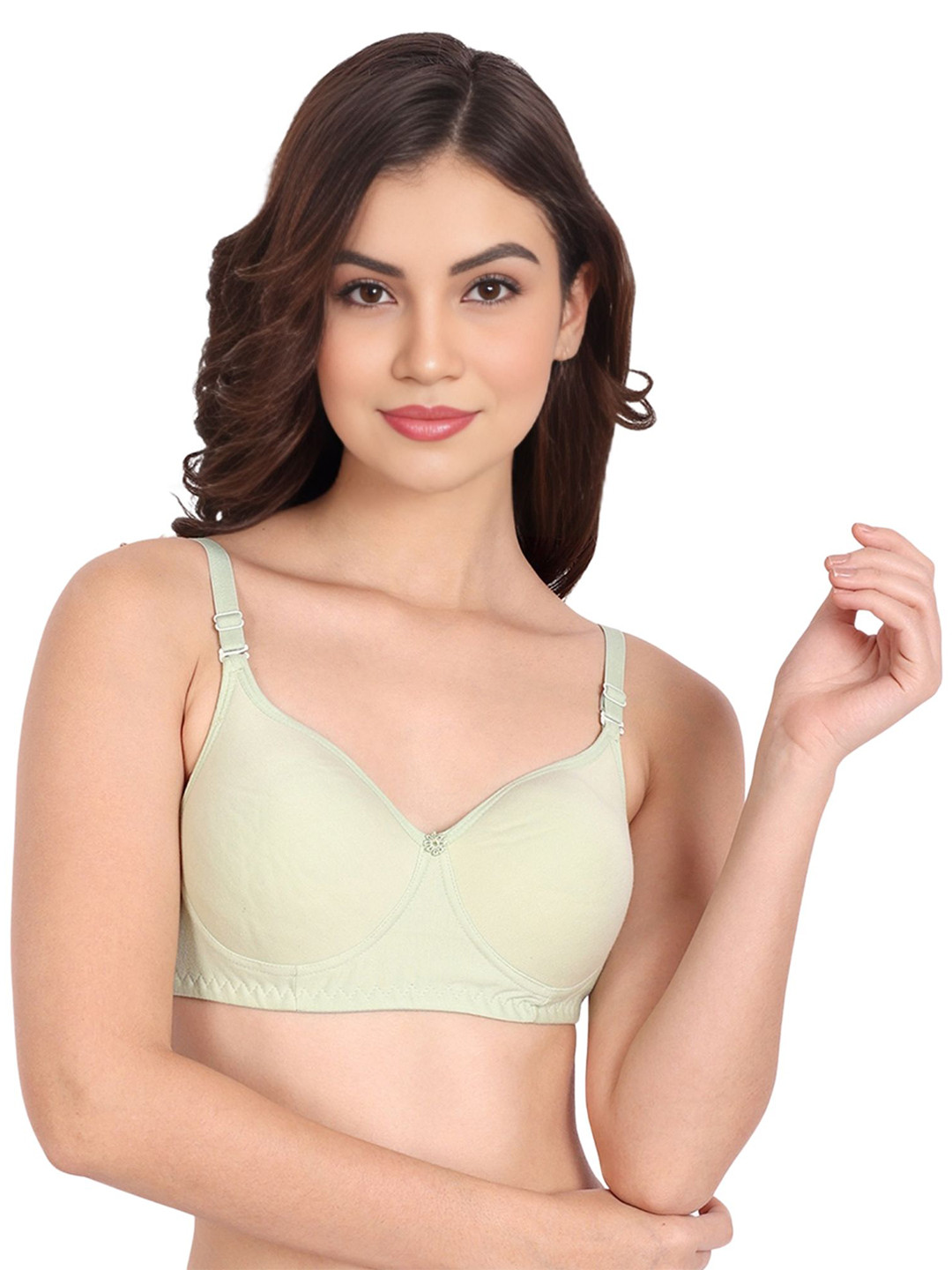 

Liigne Full Coverage Lightly Padded Cotton Bra, Green
