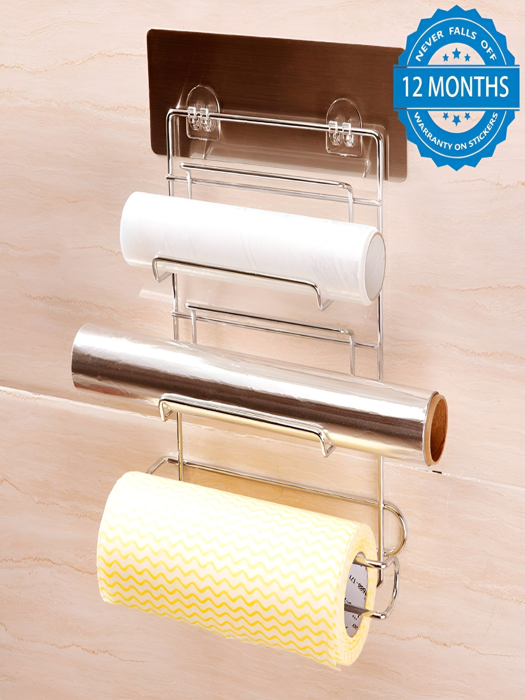 

HOKIPO Magic Sticker Series Self Adhesive Kitchen Tissue Paper Towel Holder-AR-2104, Silver