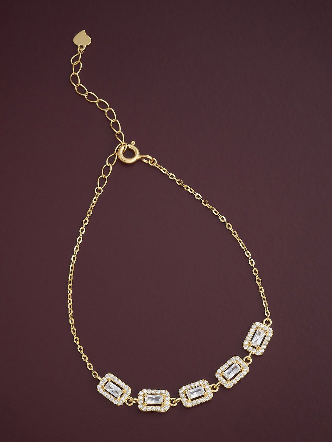 

Kushal's Fashion Jewellery Women 92.5 Sterling Silver Gold-Plated CZ Link Bracelet