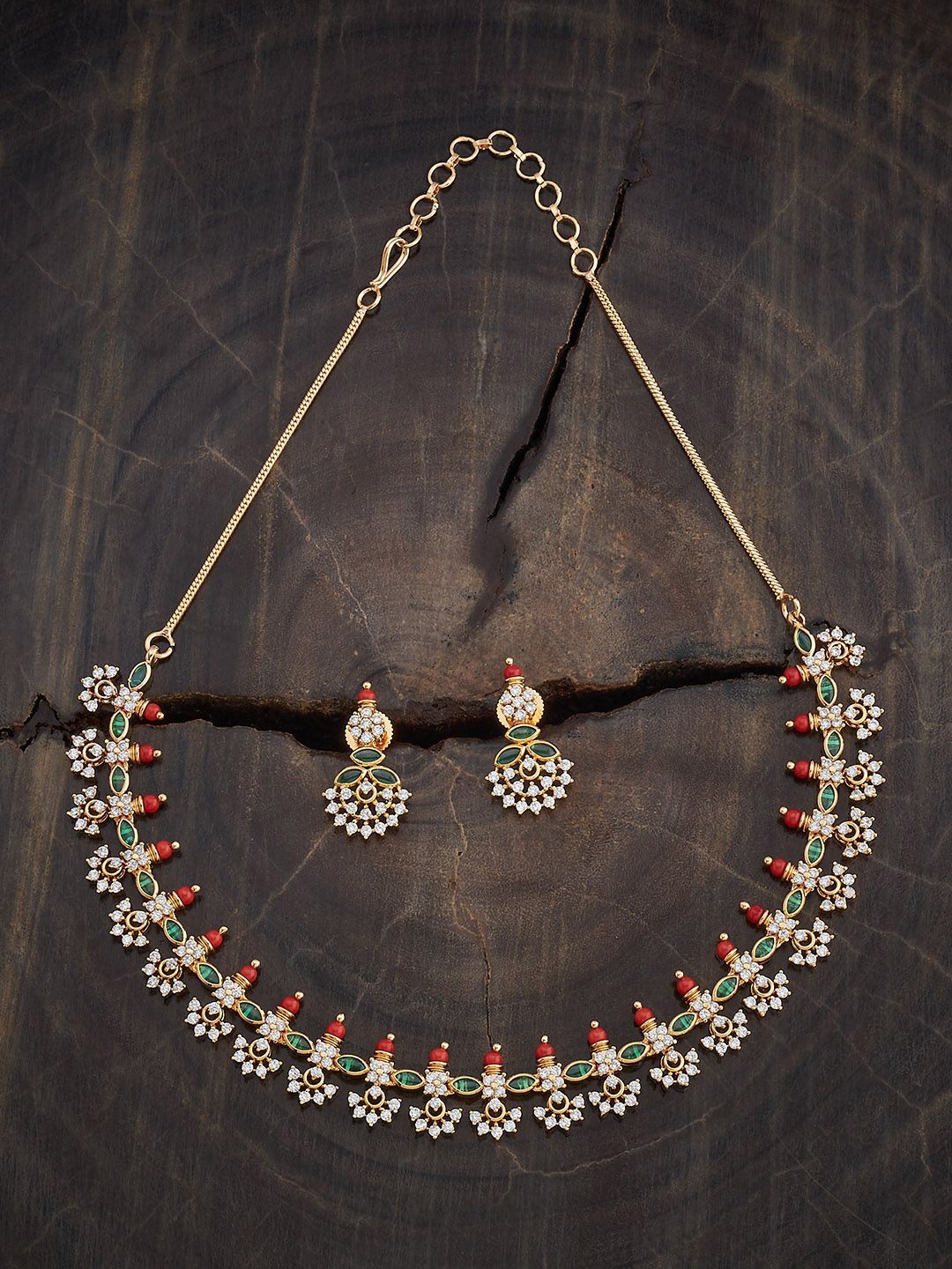 

Kushal's Fashion Jewellery Gold-Plated Cubic Zirconia-Studded Jewellery Set