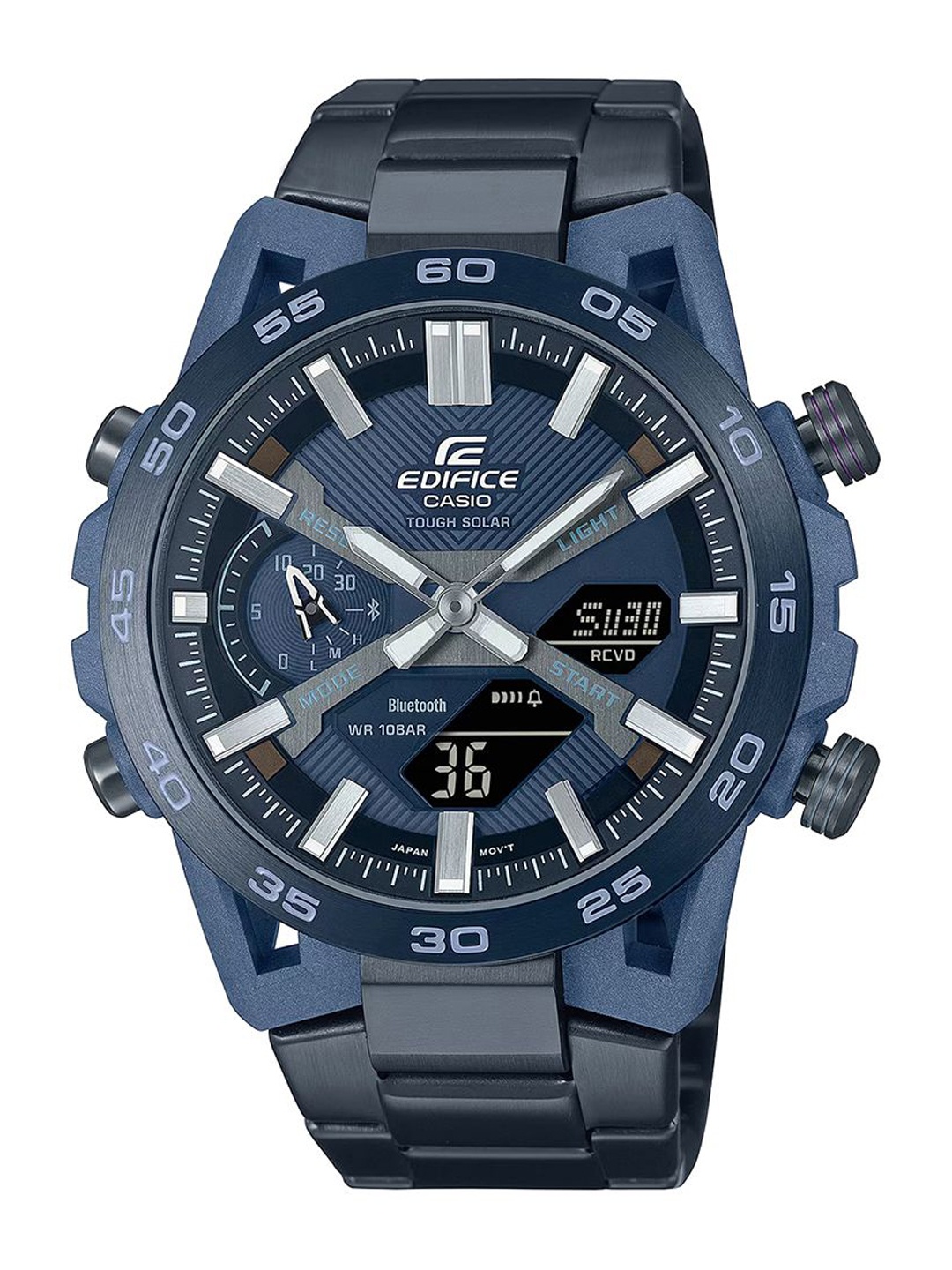 

CASIO Men Edifice Dial & Stainless Analogue and Digital Bluetooth Powered Watch ED639, Navy blue