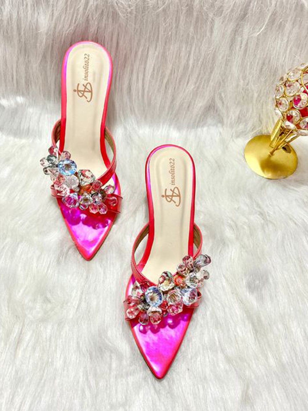 

Insolito22 Women Embellished Slim Heel Sandals, Pink