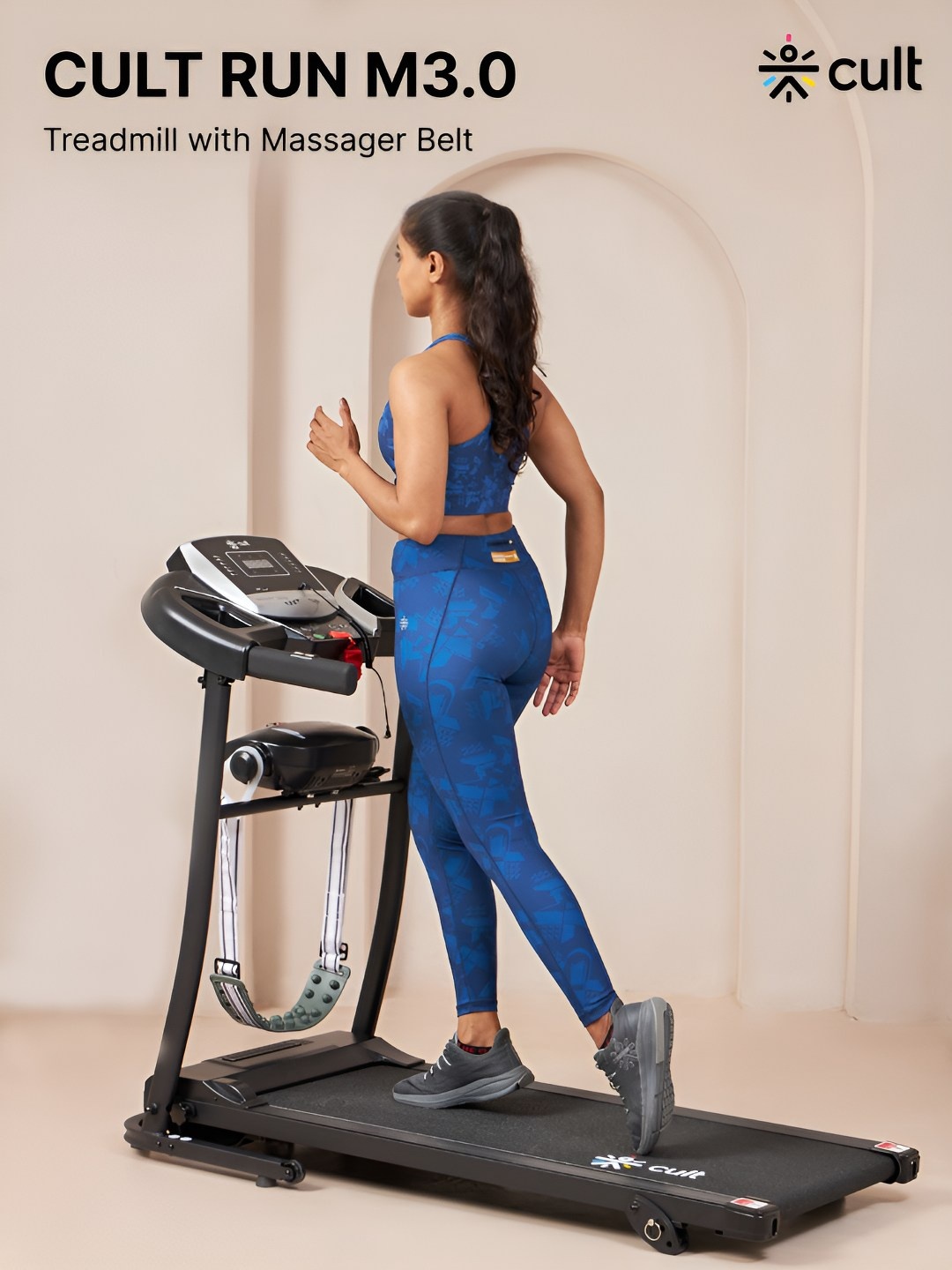 

CULT Cultrun M3.0 3HP Peak Treadmill 3 Level Manual Incline Max Weight-100Kg, Black