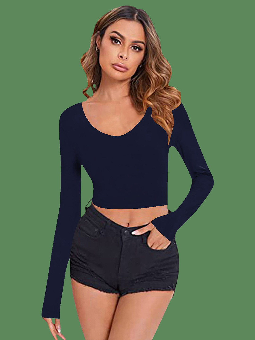 

Dream Beauty Fashion Women Fitted Crop Top, Navy blue