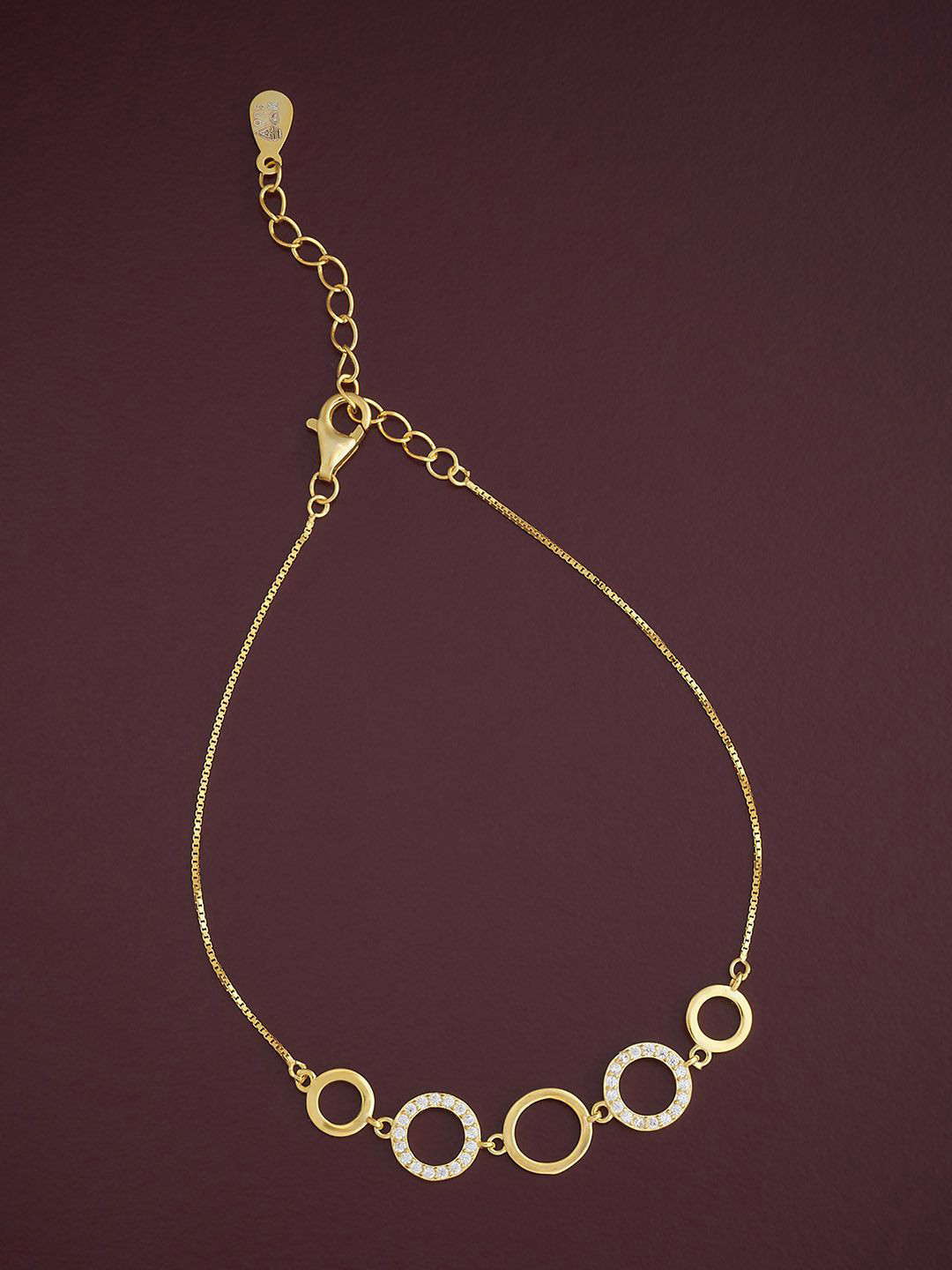 

Kushal's Fashion Jewellery 92.5 Sterling Silver Gold-Plated Cubic Zirconia Link Bracelet