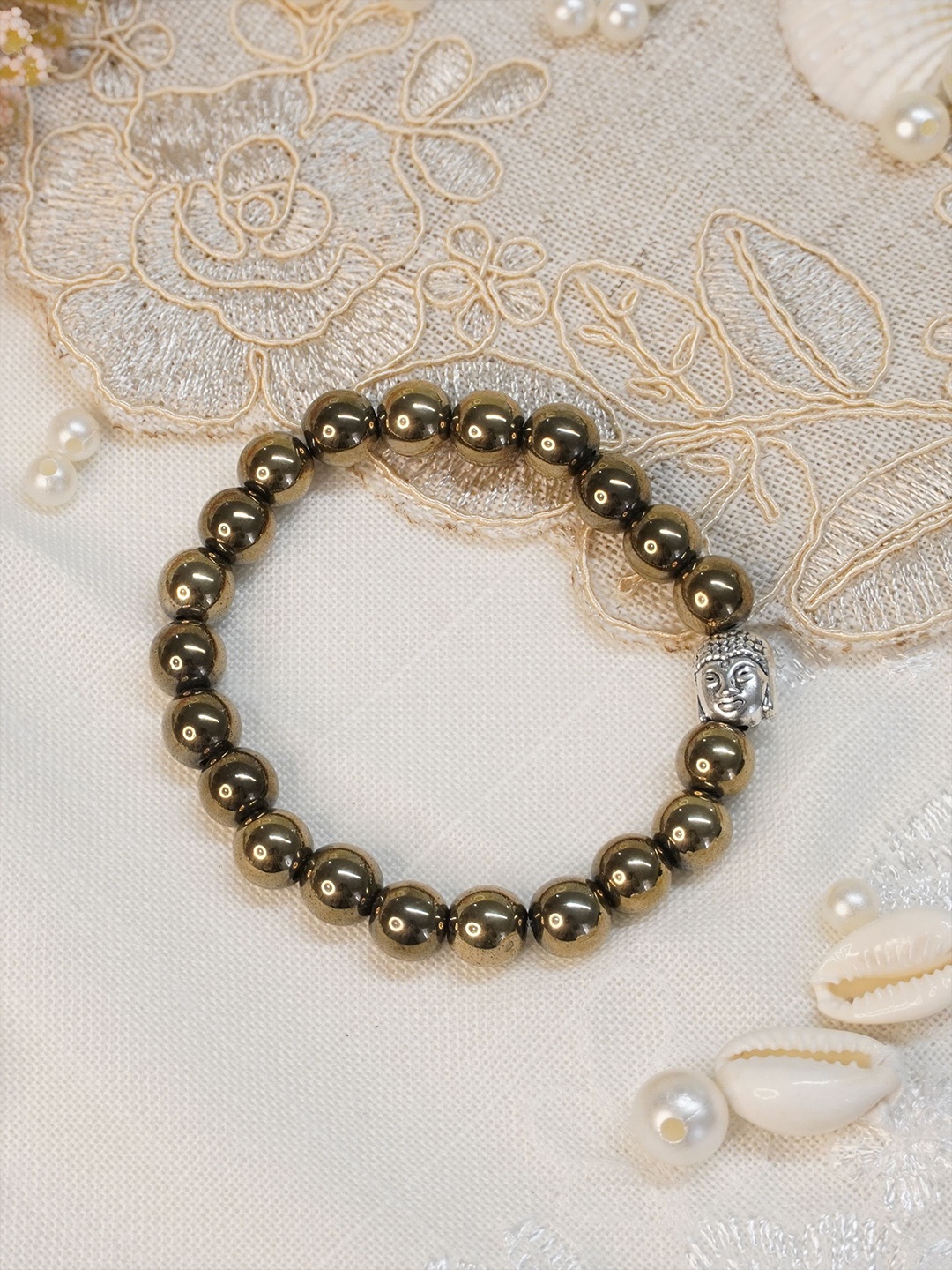 

Japam Golden Hematite Buddha Prosperity Band, Silver
