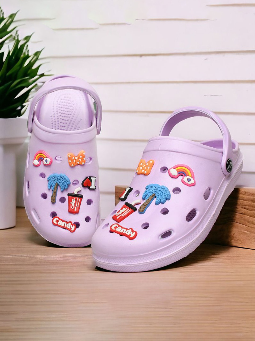 

Looper Women Cute Self Design Clogs, Purple