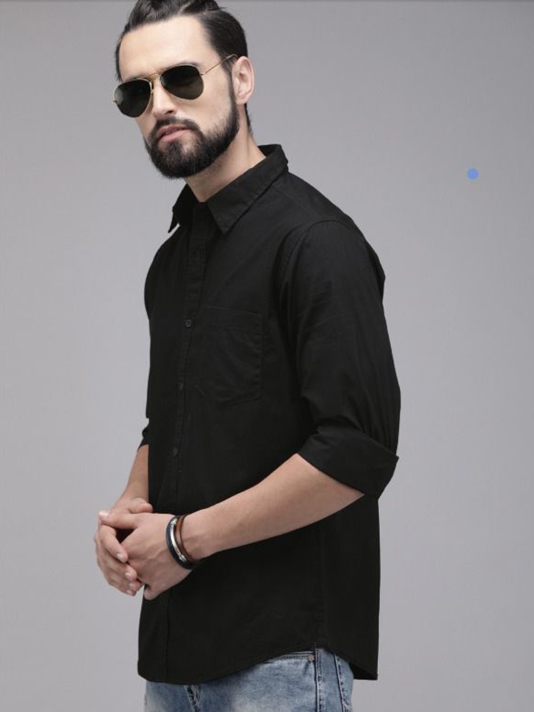 

WHY SO FAB Men Semi Sheer Casual Shirt, Black