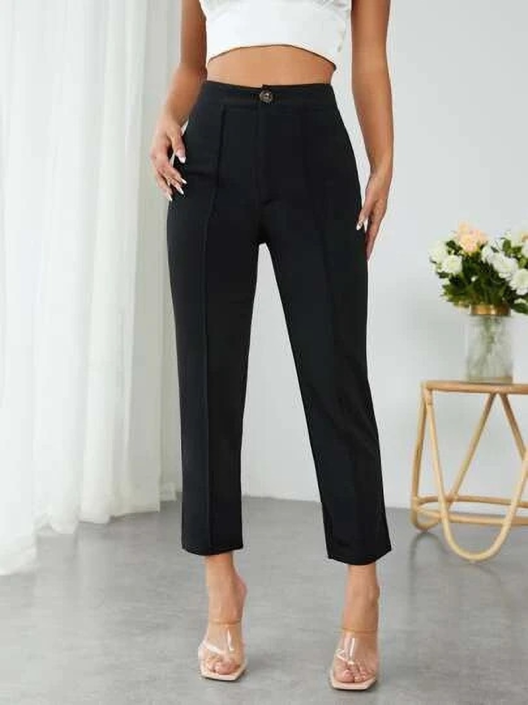 

KASHIAN Women Relaxed Regular Fit High-Rise Trouser, Black