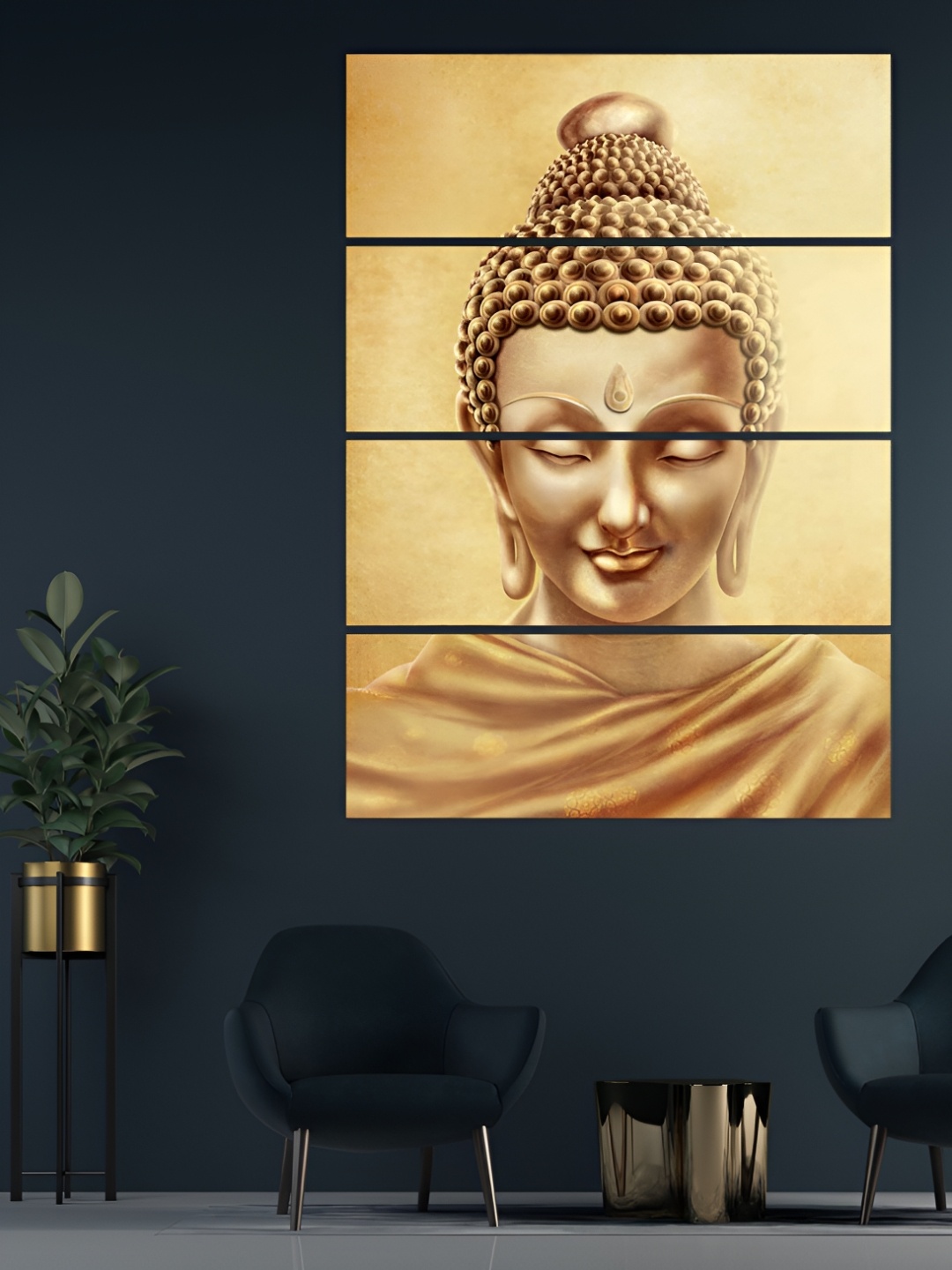 

Inephos Brown 4 Piece Canvas Religious Wall Paintings