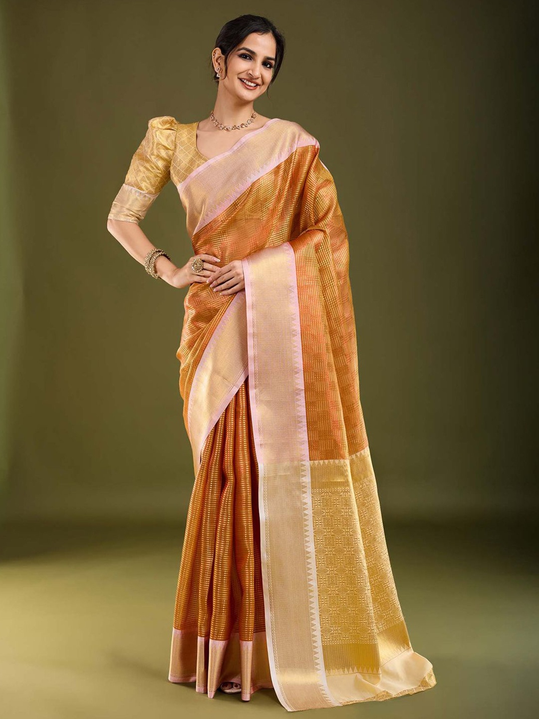 

Anouk Woven Design Zari Tissue Banarasi Saree, Orange