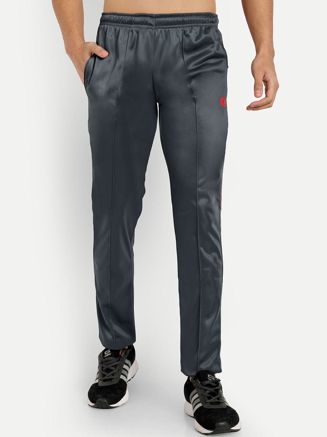 

ESTRO Men Striped Slim Fit Mid Rise Track Pants, Grey
