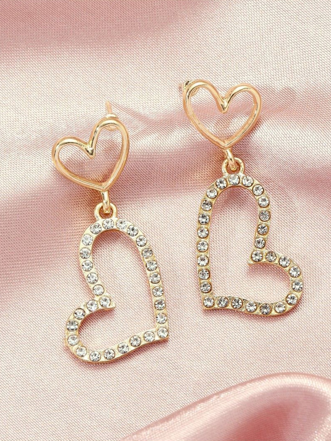 

SALTY Valentines Day Charming Heart Shaped Drop Earrings, Gold