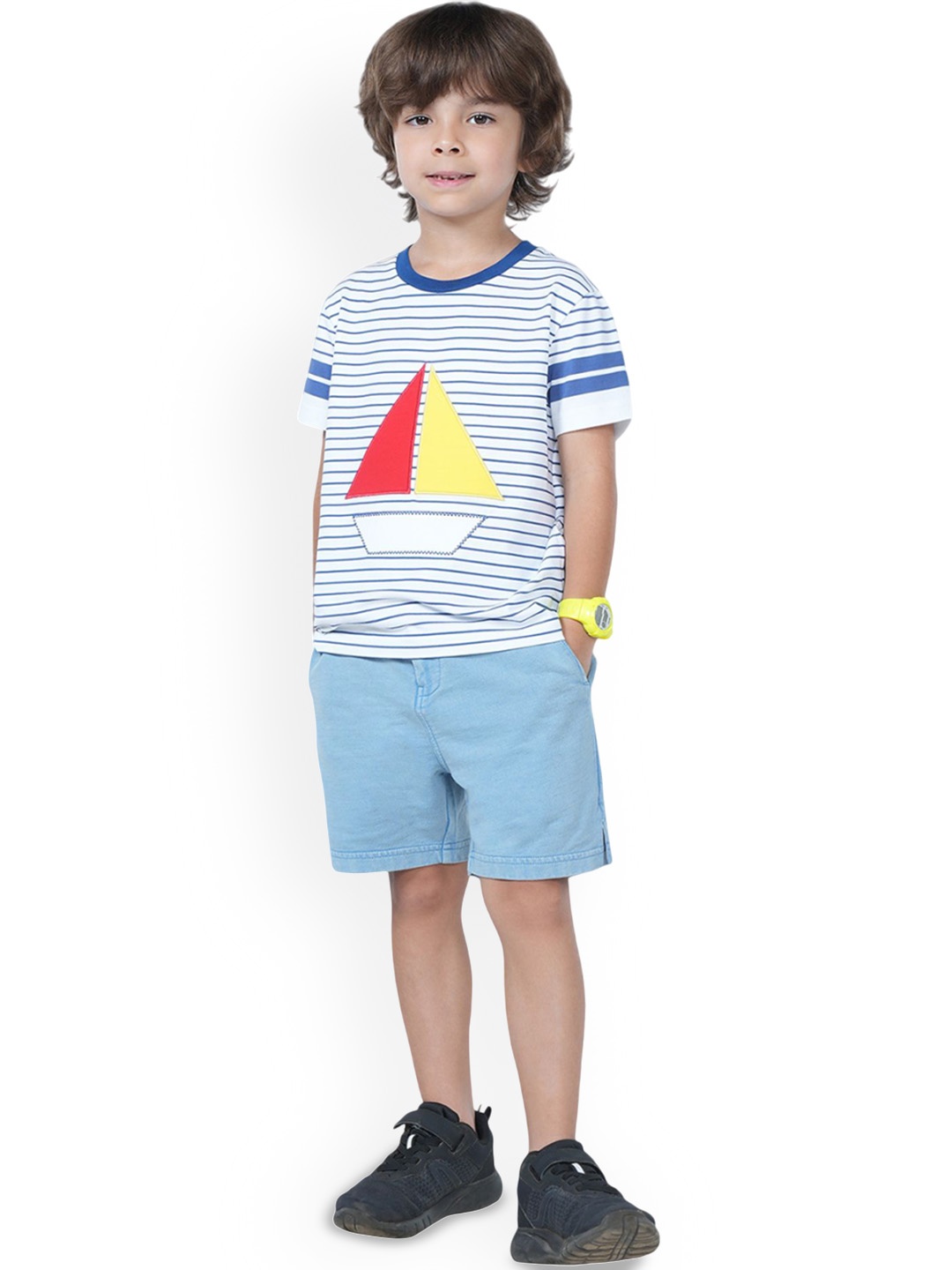 

PILOLO Boys Cotton Denim Shorts, Blue