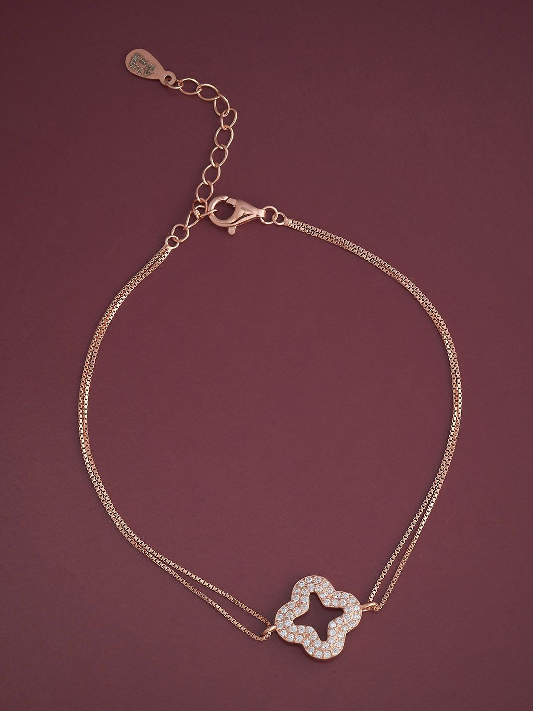 

Kushal's Fashion Jewellery Women 92.5 Sterling Silver Rose Gold-Plated CZ Link Bracelet