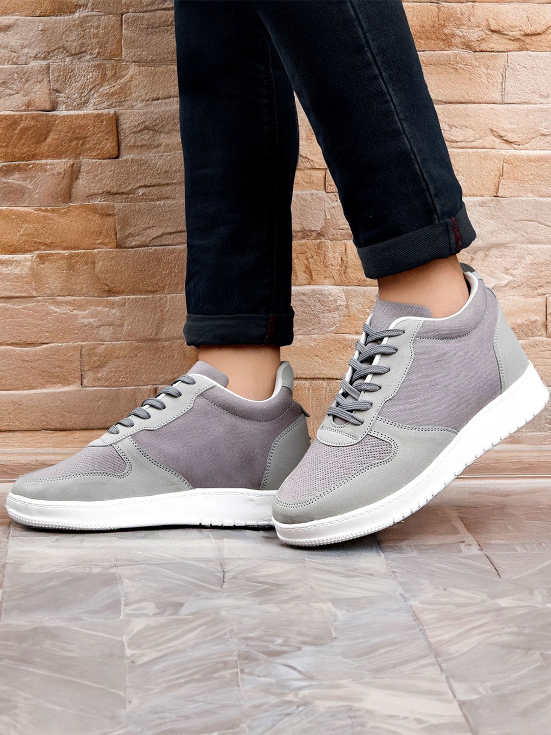 

Bxxy Men 7.62 cm Hidden Elevator Height Increasing Sports Sneaker Shoes, Grey