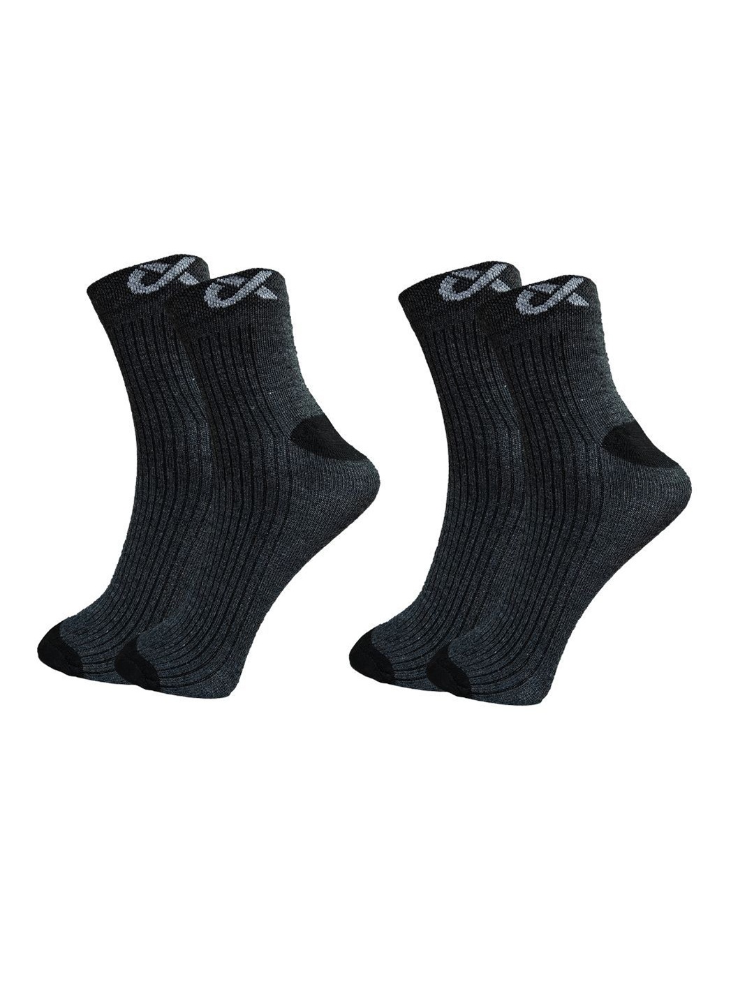 

Xjarvis Unisex Pack Of 2 Ankle-Length Socks, Grey