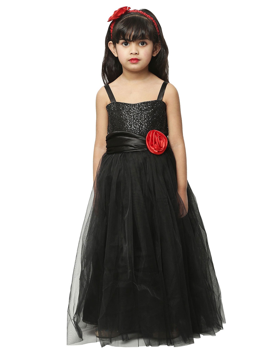 

Wow Princess Girls Net Fit and Flare Maxi Dress, Black