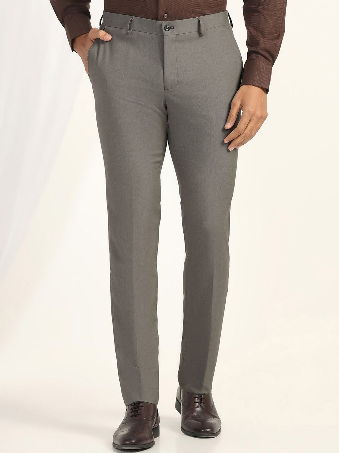 

Blackberrys Men Slim Fit Formal Trousers, Brown