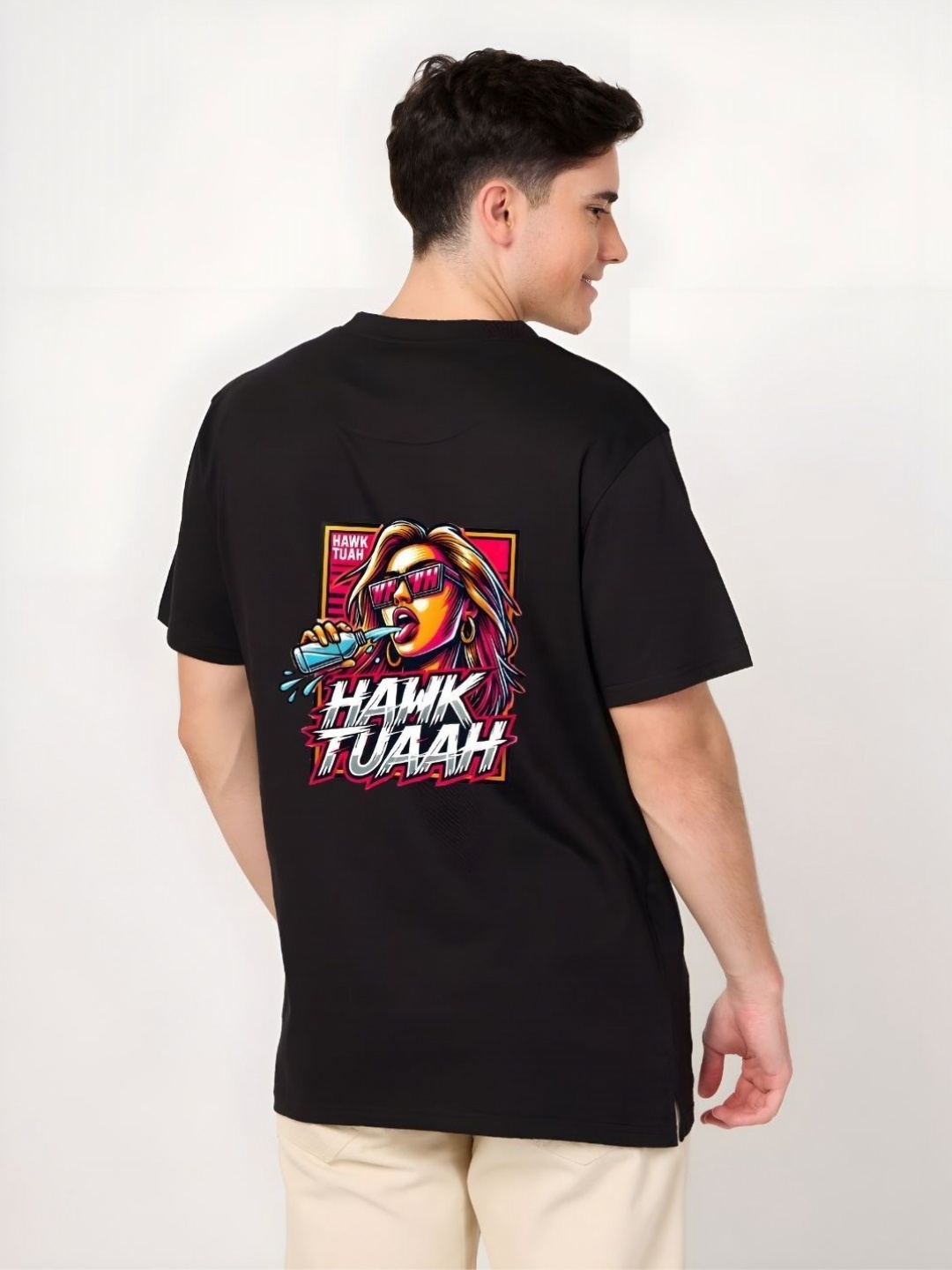 

Moda Rapido Men Drop-Shoulder Sleeves T-shirt, Black