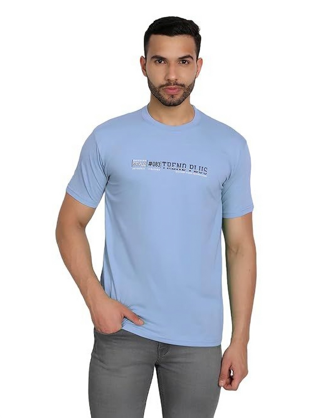 

BAESD Men Typography Printed Round Neck Cotton Slim Fit T-shirt, Blue