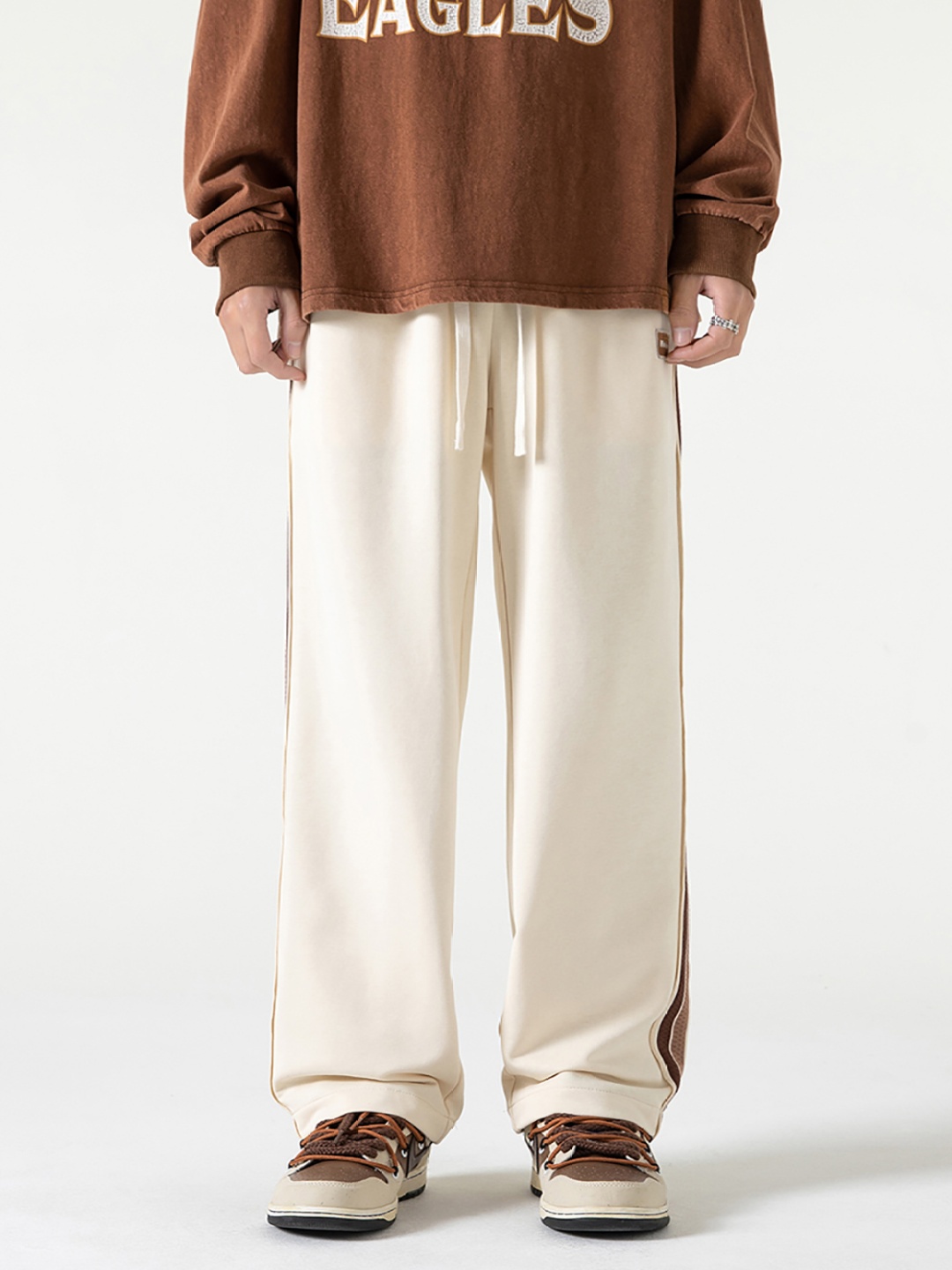 

StyleCast x Revolte Men Loose Fit Easy Wash Pleated Trousers, Cream