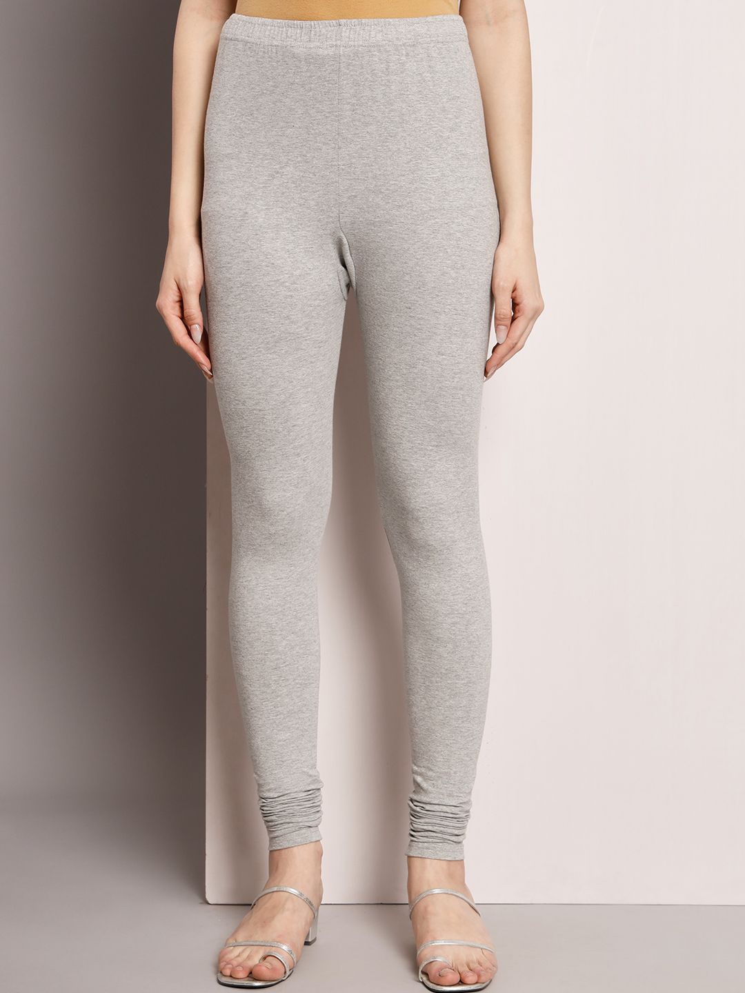 

Thread Plus Women Churidar Super Stretchable Solid Cotton Leggings, Grey