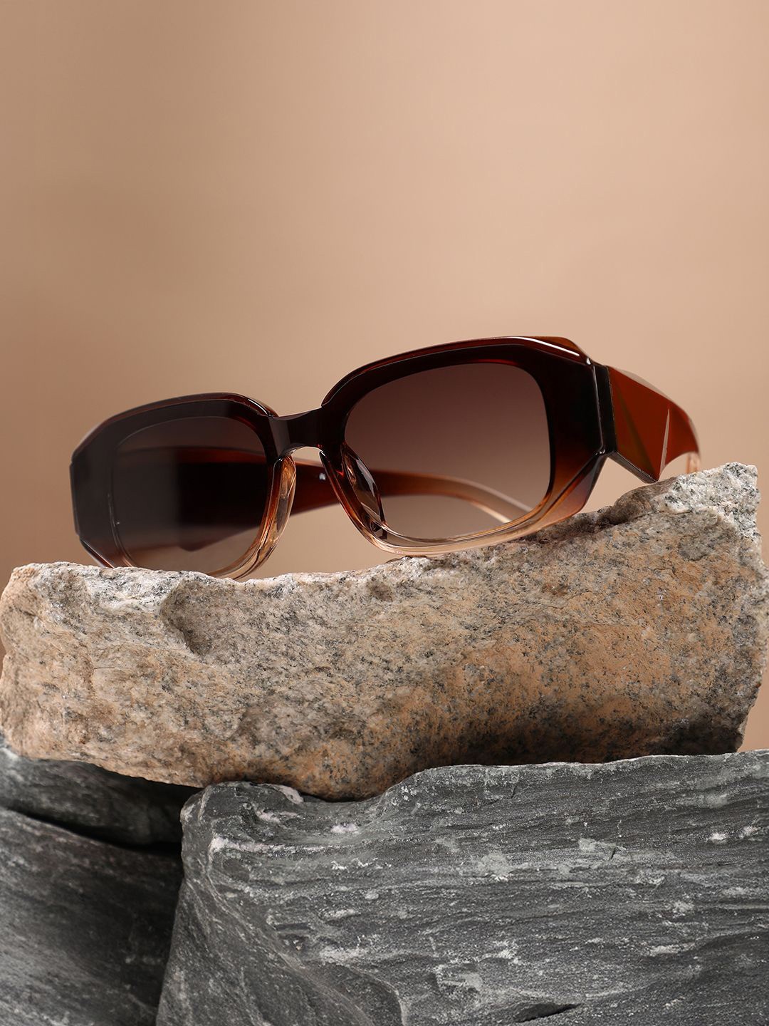 

French Accent Men The Ombre Rectangular Sunglass with Polarised Lens - SW25_FASG1106, Brown