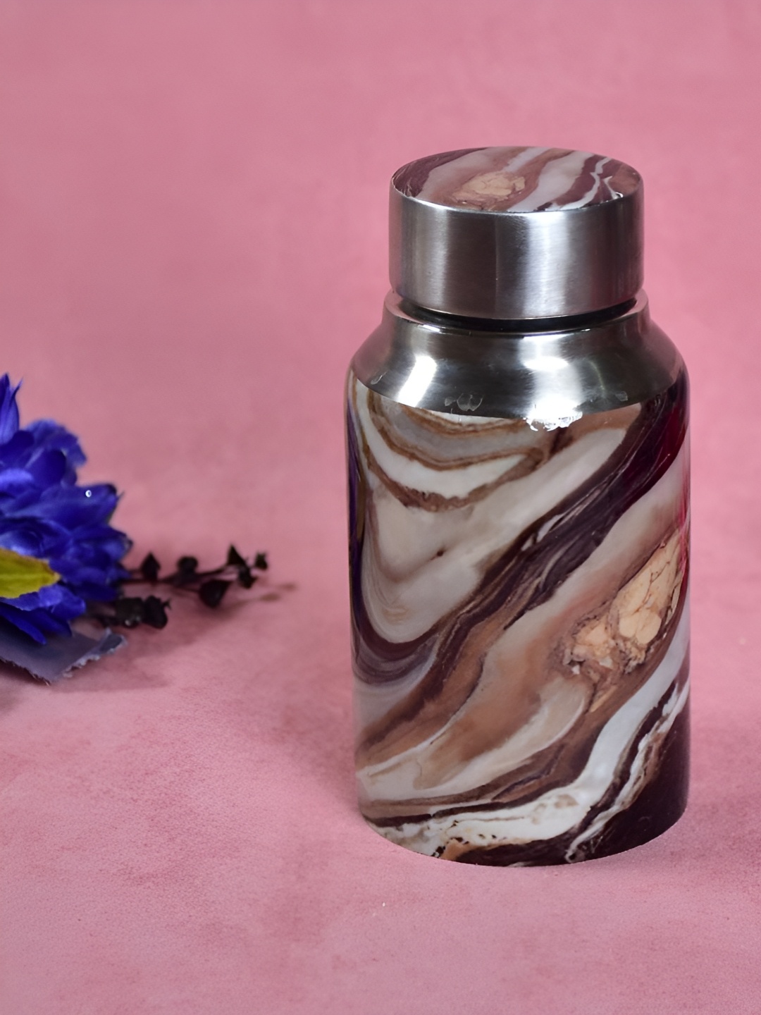 

THE HOME CO. Brown & White Stainless Steel Printed Water Bottle 350 ml