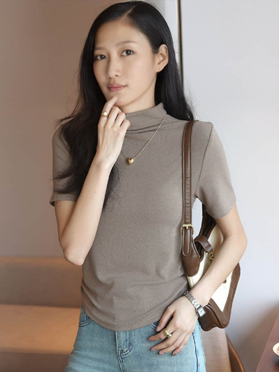 

StyleCast Women High Neck Top, Khaki