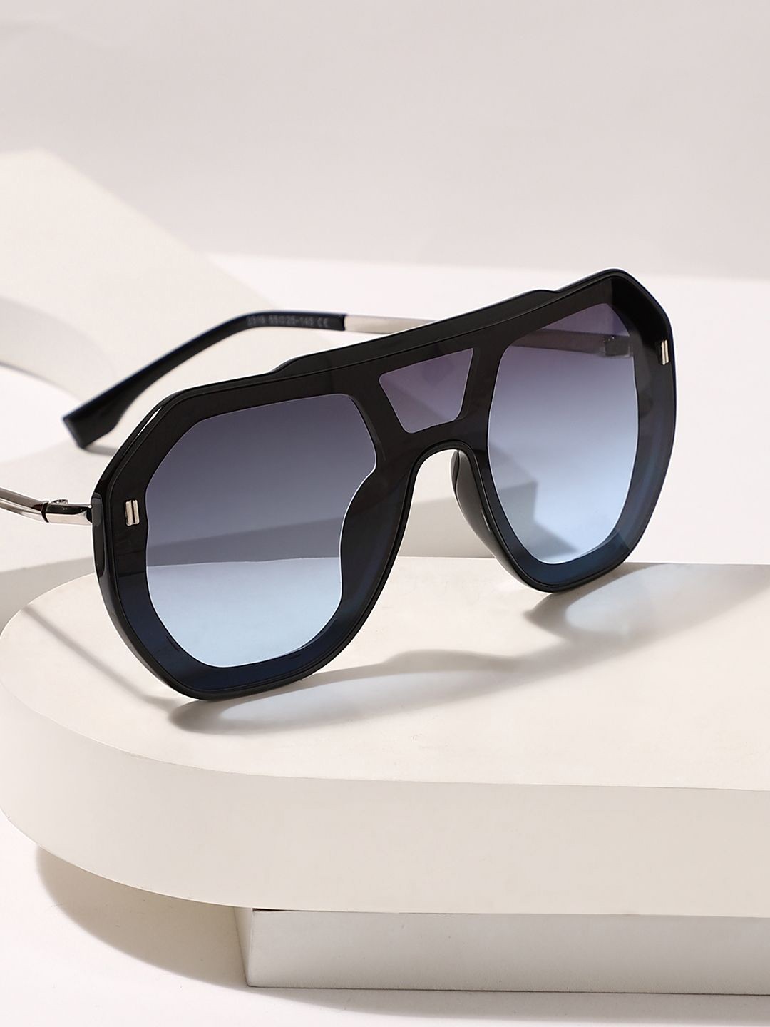 

French Accent Men Shield Sunglasses with Polarised Lens, Blue