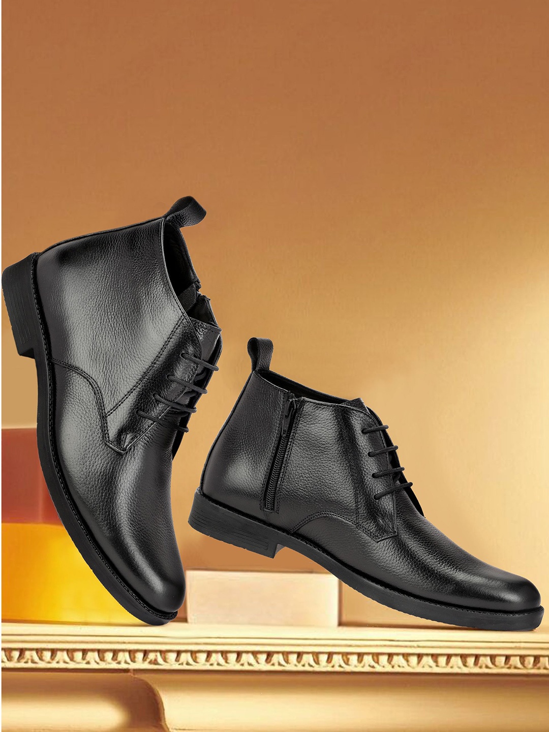 

Varito Men Genuine Leather Regular Boots, Black