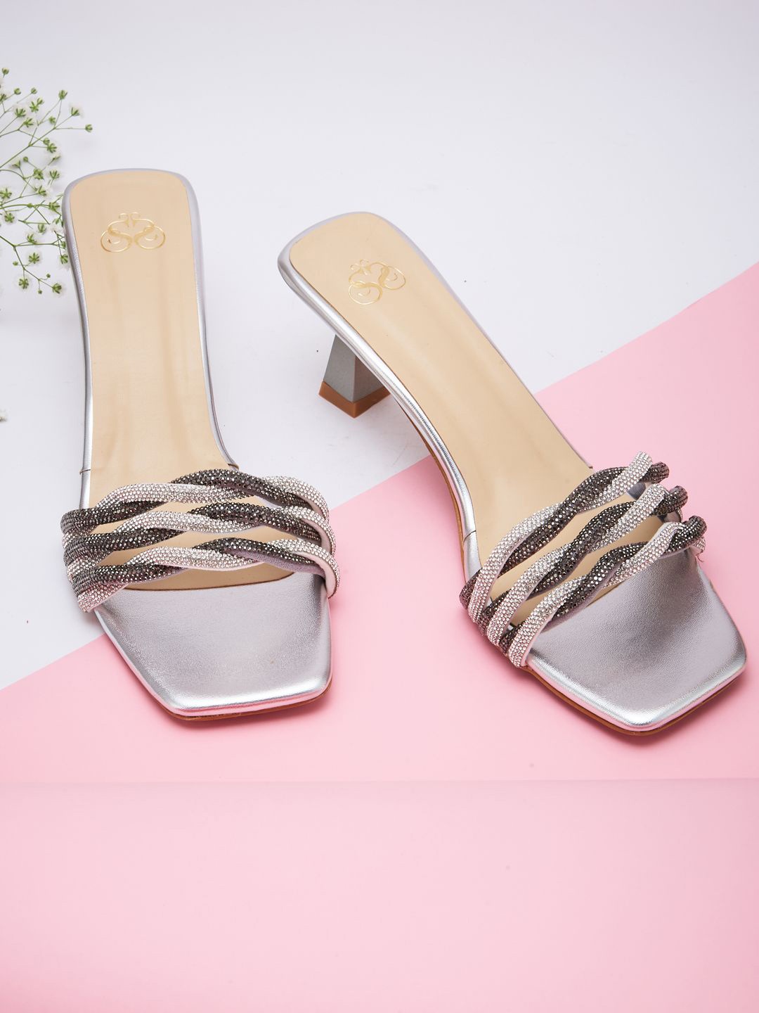 

Sole To Soul Embellished Party Block Sandals, Silver