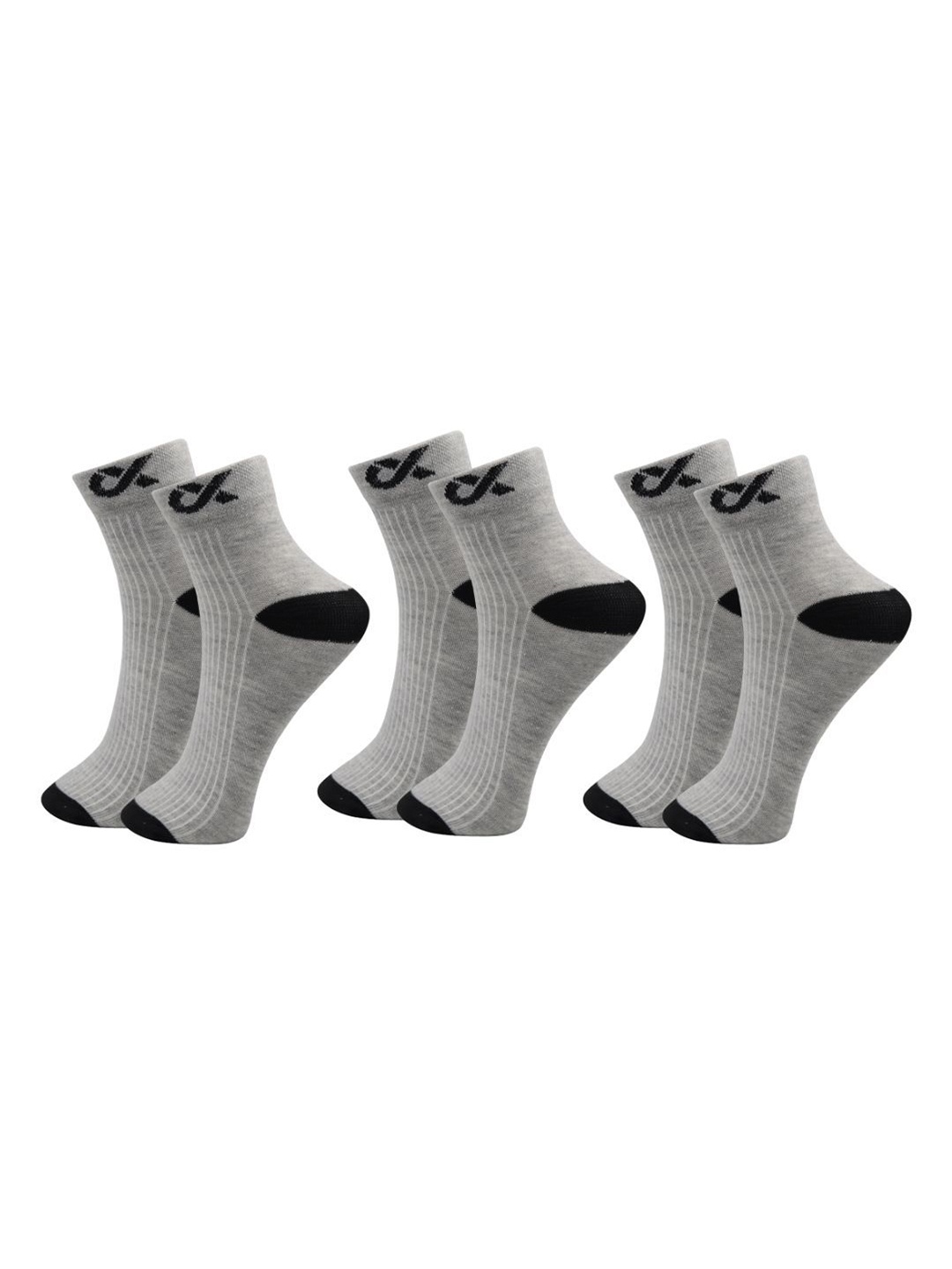 

Xjarvis Unisex Pack Of 3 Ankle-Length Socks, Grey