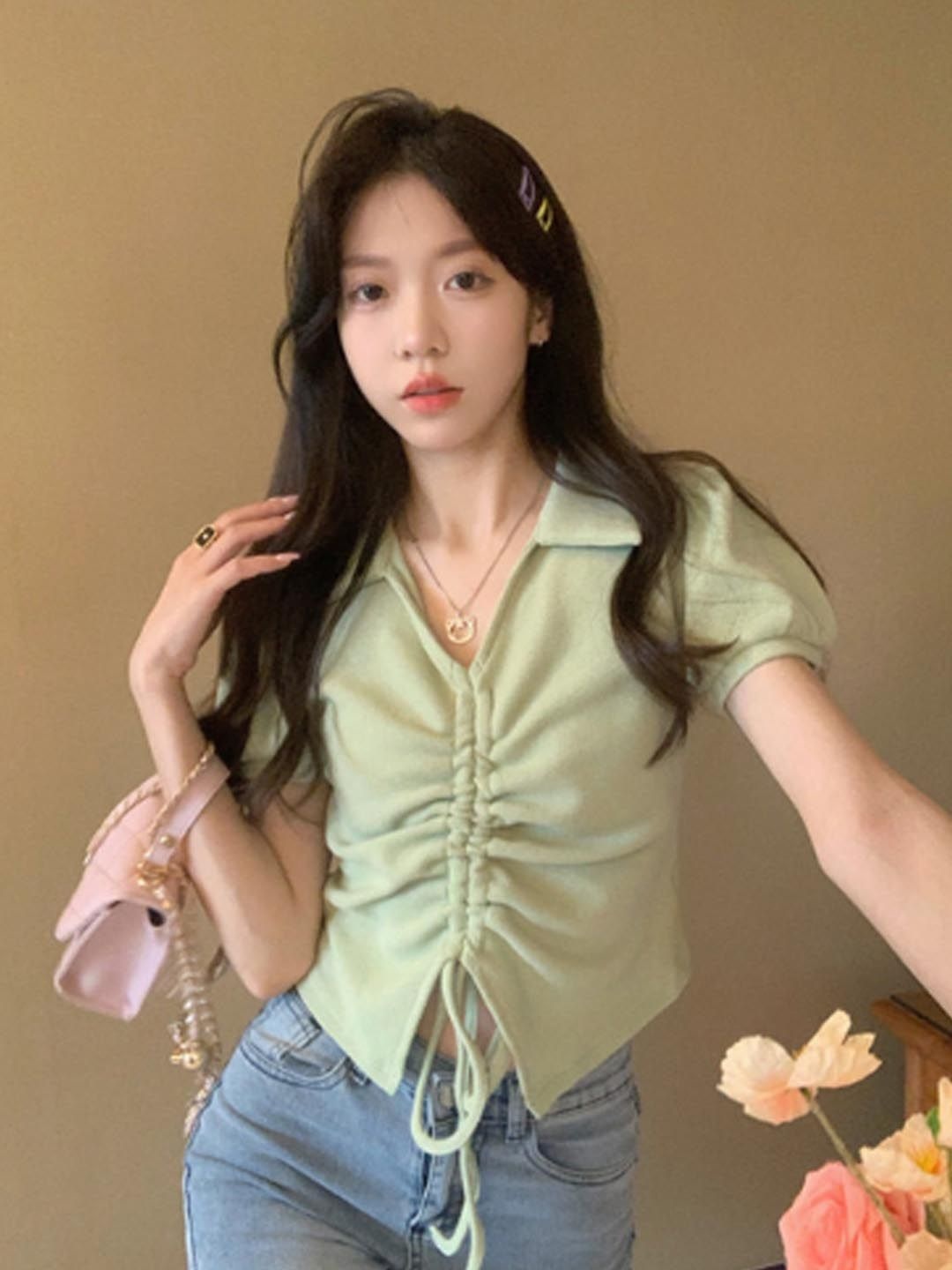 

StyleCast Women Shirt Collar Top, Green