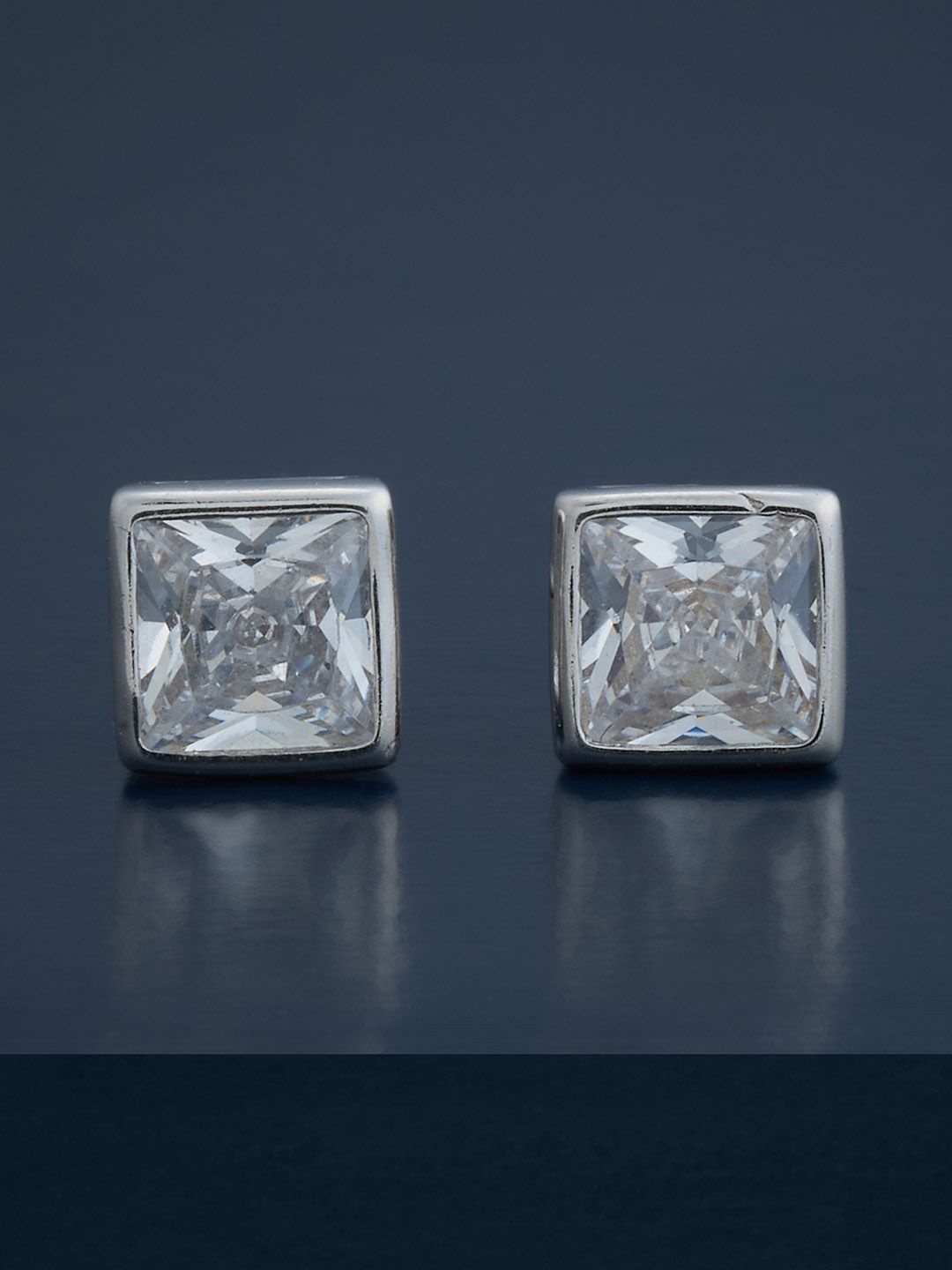 

Kushal's Fashion Jewellery 92.5 Silver Rhodium-Plated Classic Studs Earrings