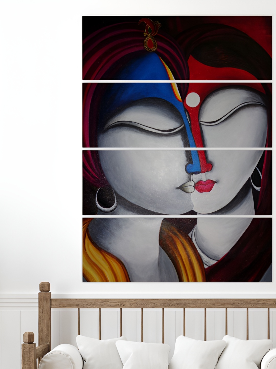 

Inephos Grey & Red 4 Piece Canvas Religious Wall Paintings