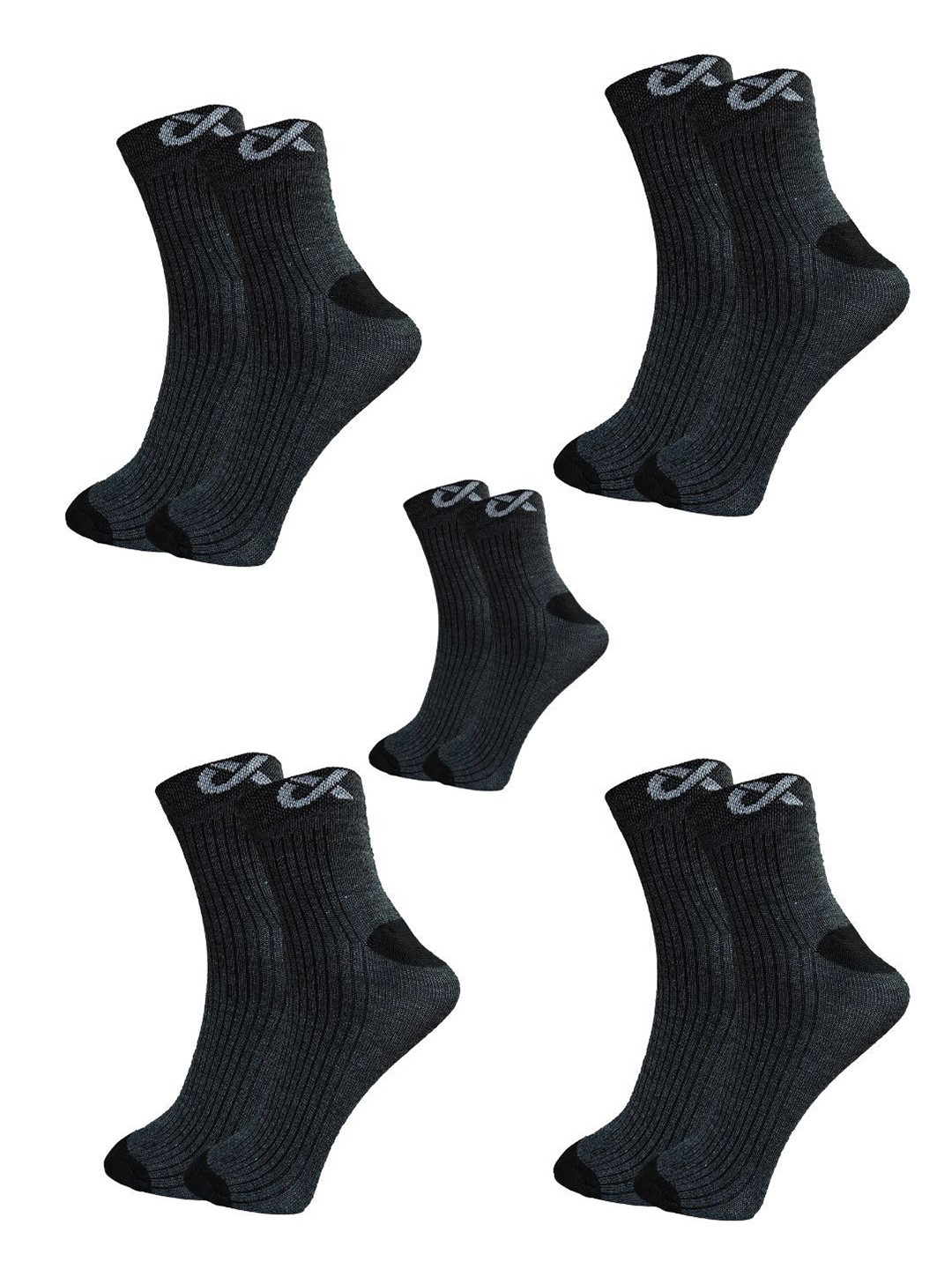 

Xjarvis Pack Of 5 Ankle-Length Socks, Grey