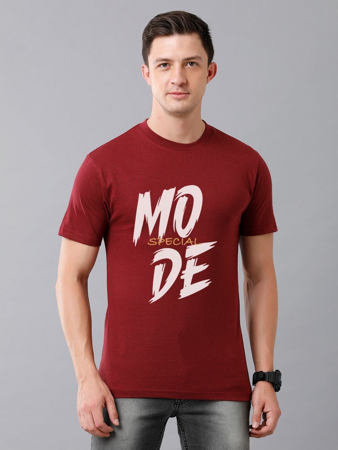 

Moda Rapido Men Typography Printed Round Neck Cotton T-shirt, Maroon
