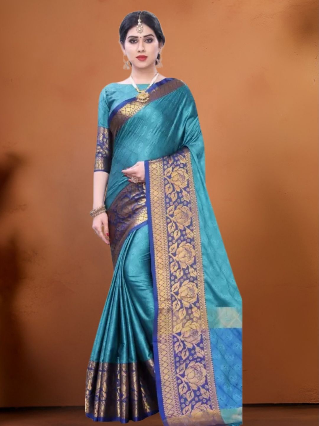 

MAGMINA Woven Design Zari Banarasi Saree, Blue