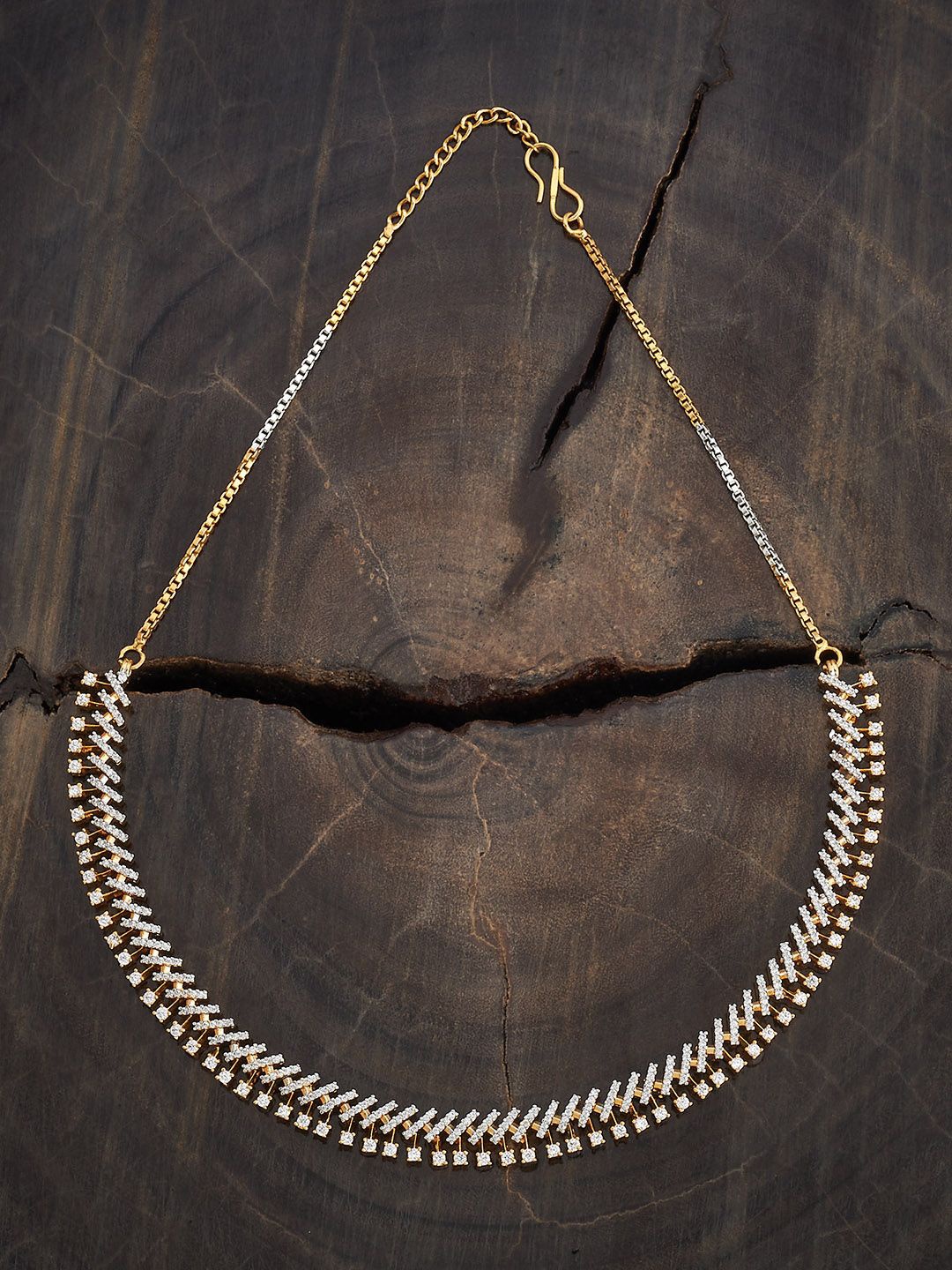 

Kushal's Fashion Jewellery Copper White Rhodium Gold-Plated Cubic Zircon Necklace