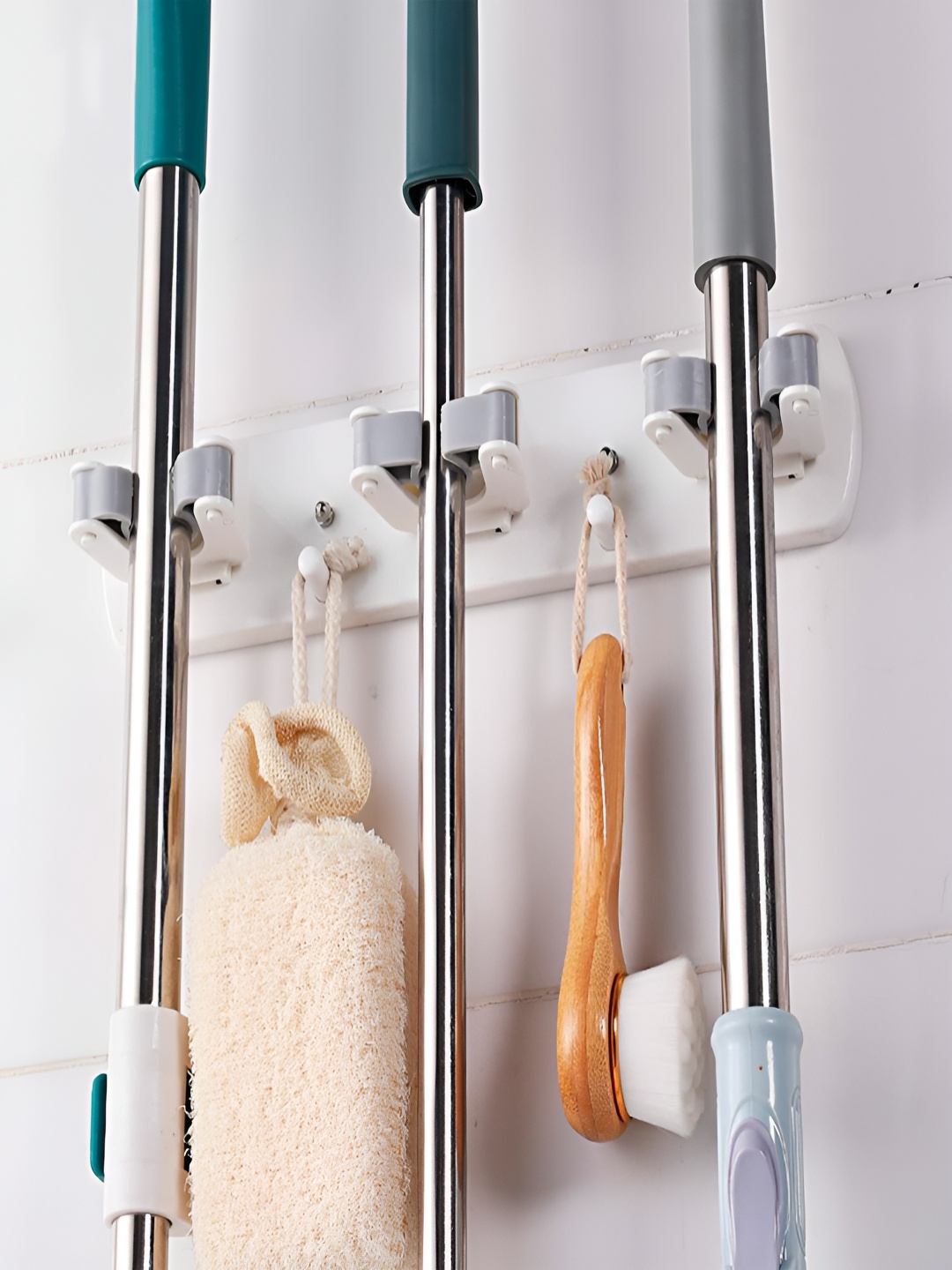 

HOKIPO No Drill Magic Sticker Series Mop Holder-Model -AR2813, White