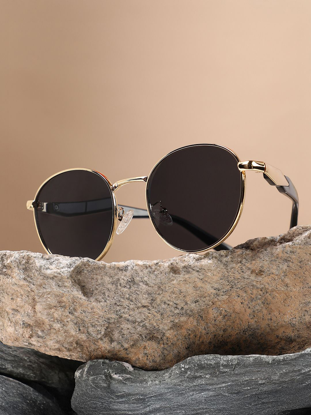 

French Accent Men Round Sunglasses with Polarised Lens, Black