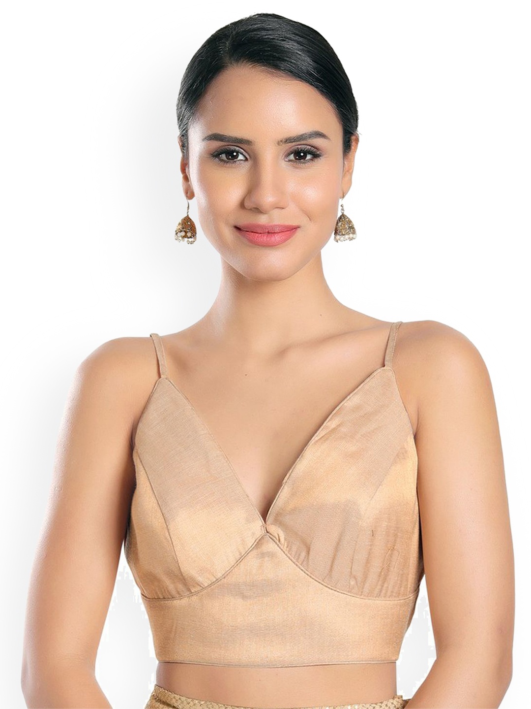 

Mmore Women Padded Sleeveless Saree Blouse, Rose gold