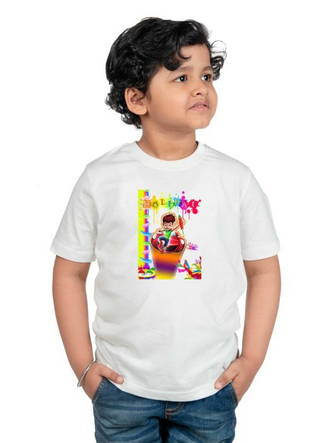 

Chombooka Boys Graphic Printed Round Neck T-shirt, White