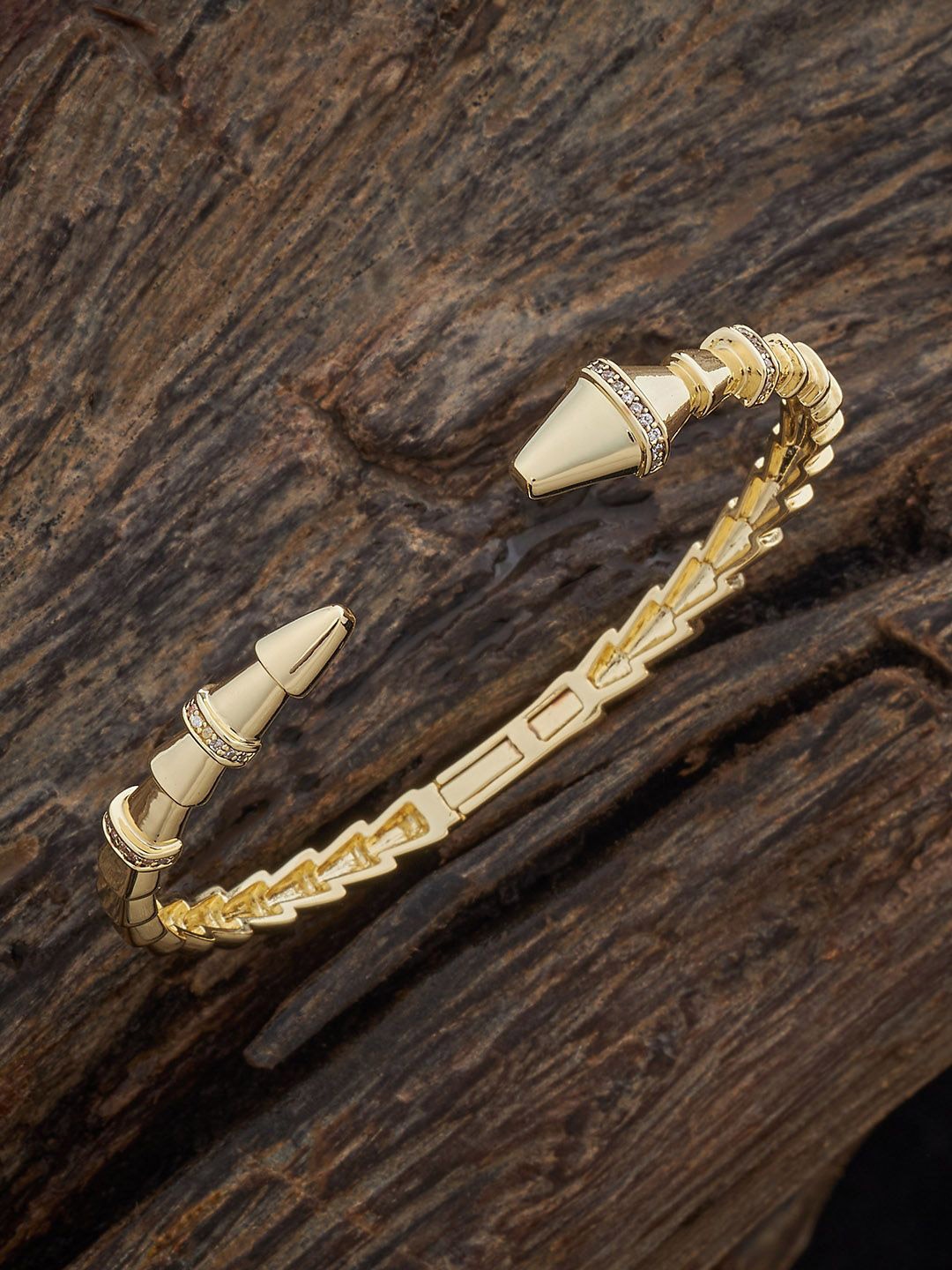 

Kushal's Fashion Jewellery Gold-Plated Zircon Cuff Bracelet